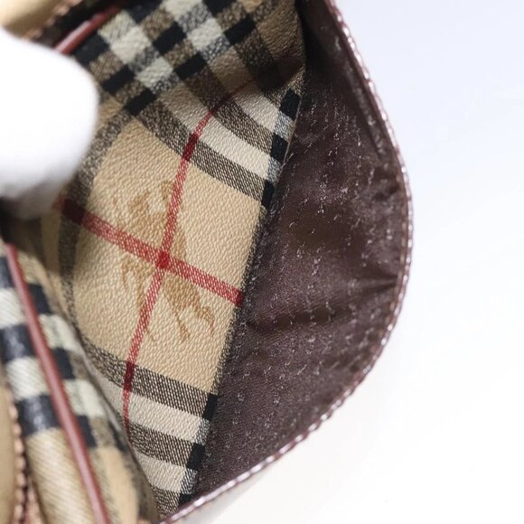 BURBERRY Nova Check Shoulder Bag PVC Beige Gold Auth - Picture 12 of 16